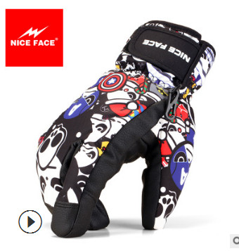 NICEFACE三指滑雪手套男女款防水保暖耐磨登山越野加厚滑雪手套图3