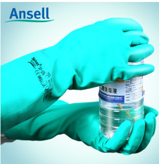 安思尔37-176耐酸碱溶剂 防化耐油 工业劳保 丁腈橡胶防护手套