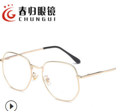 多边形平光镜原宿潮流金属眼镜框男女眼镜框复古可配眼镜架批发图3