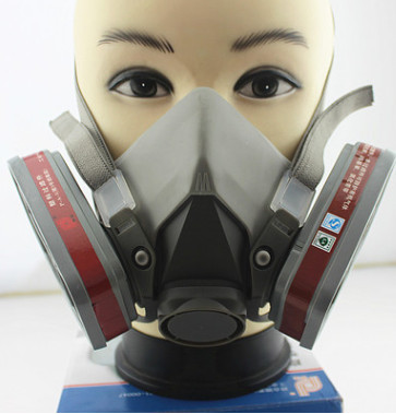 工厂直销普达牌高效过滤式双盒防毒面具套装 双罐防毒口罩批发