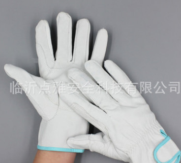 头层羊皮电焊皮革耐磨手套电焊作业手套机械师手套劳保手套女士图2