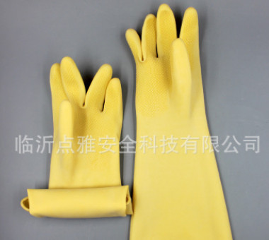 三碟耐酸碱工业防护手套31-60cm橡胶白乳胶化工劳保加长加厚手套图3