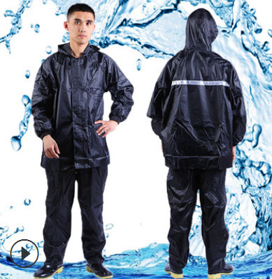 新款99警式分体雨衣雨裤套装成人单层后置反光条户外雨披工地雨衣