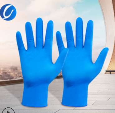 厂家现货批发一次性丁晴橡胶手套劳保用9寸蓝色耐穿刺一次性手套
