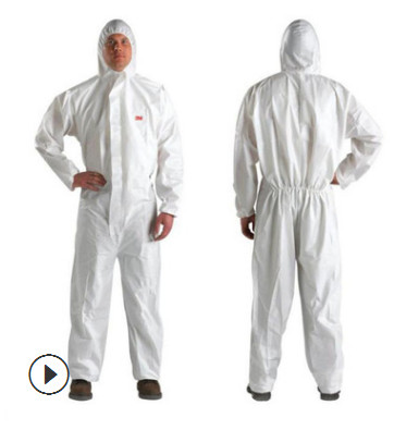 3M 4510防护服白色带帽连体防静电防粉尘液体喷溅无纺布防护服图2
