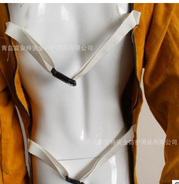 厂家直销牛皮电焊反穿衣电焊工防护服带袖围裙劳保牛皮服图2