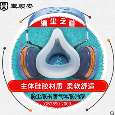 宝顺安喷漆油漆专用防毒面具气体工甲醛活性炭3401+2201防毒口罩图2