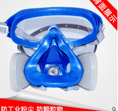 正品双箭龙连体防尘面具防风式防尘全面罩劳保防尘口罩带护目镜图2