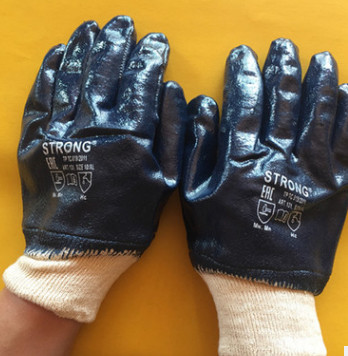 蓝耐油手套 罗口全浸胶丁腈耐油 机械耐磨防化防水劳保防护手套图3