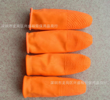 供应 橙色加厚防滑指套 颗粒止滑乳胶劳保指套 可定制图3