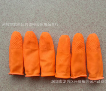 供应 橙色加厚防滑指套 颗粒止滑乳胶劳保指套 可定制图2