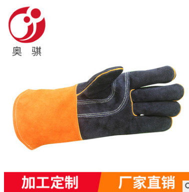 短款电焊耐高温手套 烧烤微波炉隔热双色厨房防护劳保手套 厂家图2
