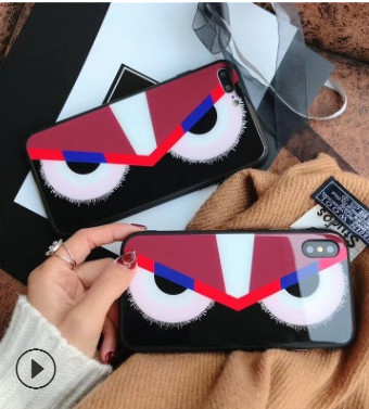 光面猫头鹰钢化玻璃 iPhone7plus/8/6/X手机壳全包防摔硬壳适用