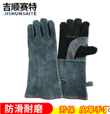 电焊劳保皮革手套 防滑防割作业耐高温保暖真皮防护手套 焊接手套图3