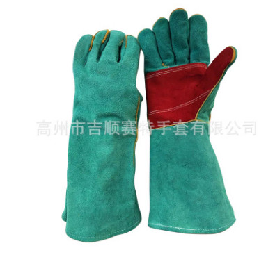 生产厂家 耐磨防滑皮革手套 防割工业电焊防护手套 隔热电焊手套图2