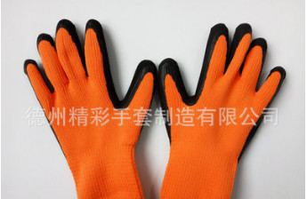 厂家生产7针涤纶毛圈乳胶发泡手套 耐酸碱挂胶手套图3