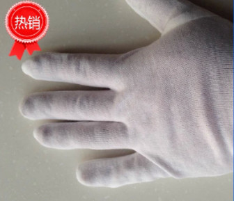 大量供应 全棉加厚棉毛5008手套布手套 工业耐磨防护白色作业手套图2