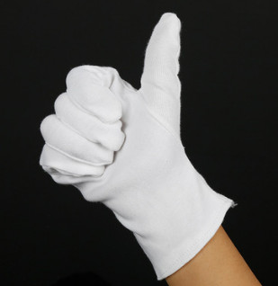长期销售 白色普通针织罗纹手套 冬季保暖作业两用罗纹手套