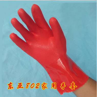 批发 东亚802 PVC家用手套 棉毛内衬劳保手套 耐酸碱洗碗洗衣手套图2