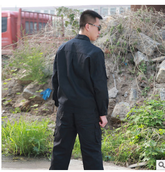 男士黑色作训服长袖作训套装多口袋耐磨军旅工装服迷彩劳保保安服图2