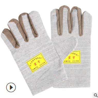 厂家直销劳保手套耐磨透气全帆布加厚电焊工加厚6线工作防护手套