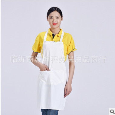 厂家直销广告围裙定制logo食品厂白围裙纺织围裙厨房工作服印字图2