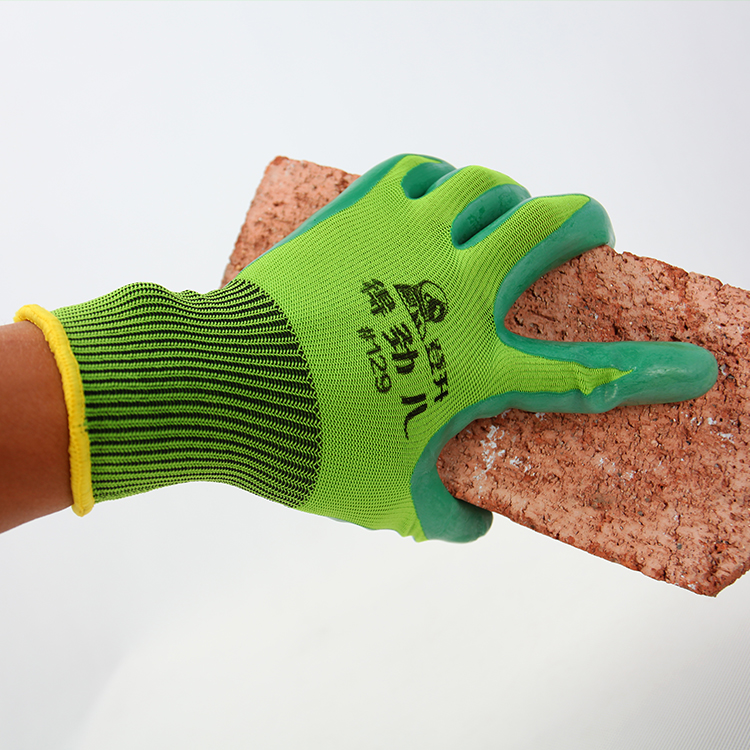 登升得劲儿129乳胶压纹手套防滑耐磨透气建筑工地货物劳保手套图2