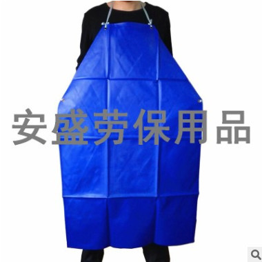 加厚蓝色围腰pvc防水围裙 防油耐酸成人无袖 酒店工作围裙饭单图2