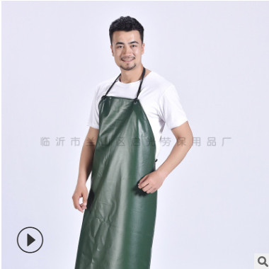 自产自销绿红复合PVC围裙防水耐油酸碱围裙现代简约劳保围裙批发图2