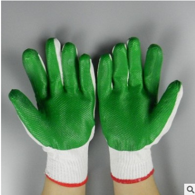 绿胶片手套 建筑工用挂胶手套 胶皮手套 耐磨防滑搬砖手套