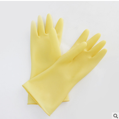 厂家批发耐用型加厚牛筋橡胶手套防水防割防滑耐磨胶手套家用黄色