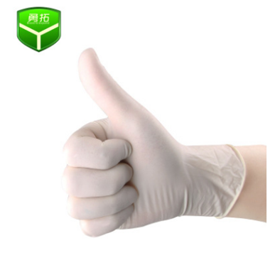 9寸 无粉一次性乳胶手套 白色橡胶实验检查latex gloves劳保手套