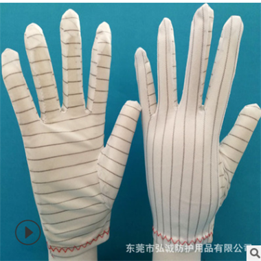 防静电横纹PU手套 防静电白PU手套 无硫横纹白PU手套 透明PU手套图2