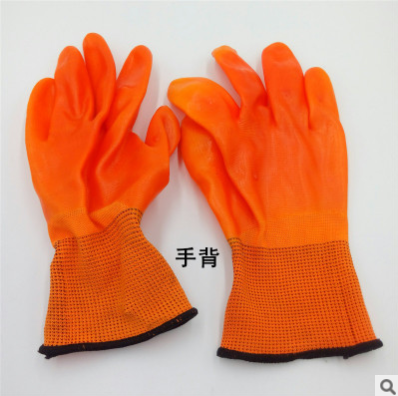 世鹏满挂PVC牛筋手套劳保手套黄胶挂胶手套全挂满挂胶有味手套图2