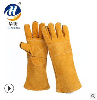 厂家直销电焊手套牛皮耐磨耐高温防护 气焊氩弧焊劳保防护手套图2
