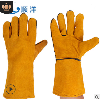 厂家直销 电焊手套 牛皮挂里焊工手套 耐磨加长加厚 劳保手套
