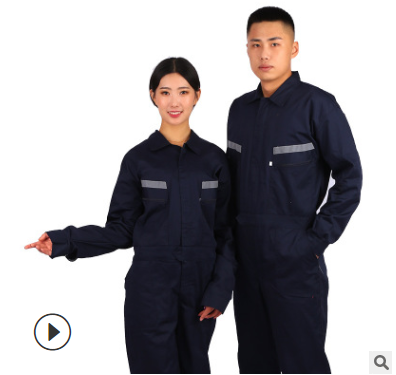 自产自销立领大口袋反光条连体服劳保工作服结实耐磨男女工装制服图2