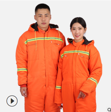 冬季劳保连体服带反光条冷库加厚防寒棉衣工厂车间加棉劳保工作服图2