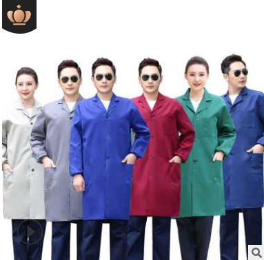 定制长款长袖蓝大褂加厚涤棉广告logo防尘迷彩劳保大褂工作服