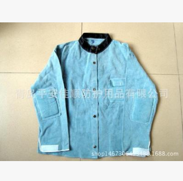 加工定制焊工防护服 加长款长袖低领反穿 牛皮工作服 劳保电焊服图3
