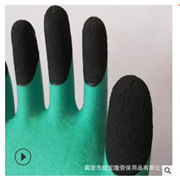 尼龙乳胶发泡王透气王半挂浸胶五指加强劳保手套批发包邮耐磨防滑图2