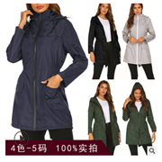 亚马逊爆款防水轻薄雨衣连帽户外防风衣夏季薄款冲锋衣女外套现货图2