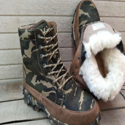 新款上市耐磨防寒羊毛靴 防滑耐磨皮毛一体男式保暖防寒羊毛靴