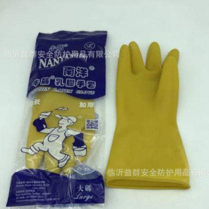 厂家直销批发 南洋牛筋乳胶手套 加厚牛筋耐酸碱乳胶劳保手套