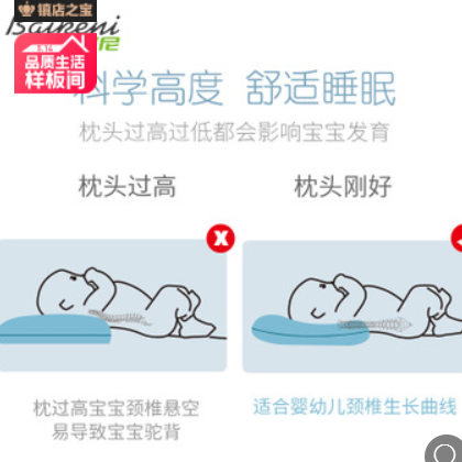拜可尼冰丝宝宝防扁头睡枕记忆海绵枕芯婴儿防偏头定型枕儿童枕头图3