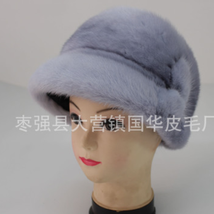 女款秋冬季礼帽水貂帽子复古圆顶礼帽女可爱太阳帽皮草帽子图3