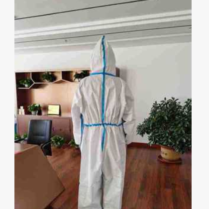 广东厂家现货卫生防护服隔离衣透气膜无纺布隔离连体服SMS材质图2