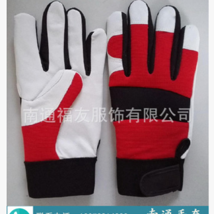 软猪皮手套 楼梯复合背 弹力松紧袖口 劳保手套 安全防护防刺防油图2