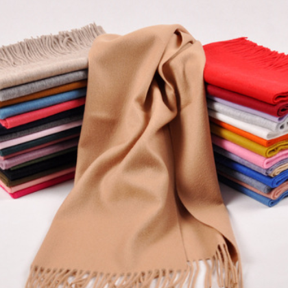 羊绒围巾女保暖单色围巾纯色刺绣围巾工厂承接订单礼品