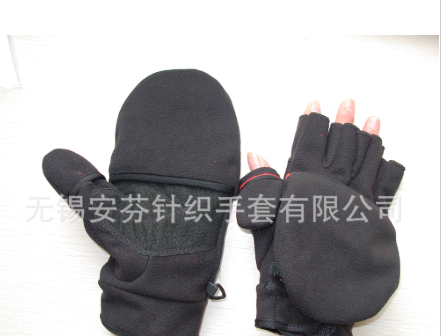厂家批发 出口欧美寒保暖钓鱼手套 翻盖半指手套